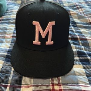 Limited Edition Pink Under Brim Milwaukee Braves/Brewers Anniversary Fitted Hat